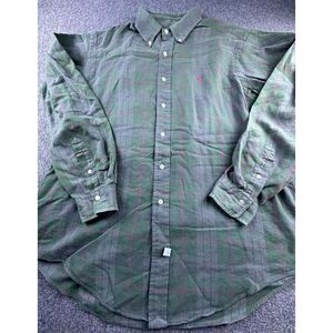 Ralph Lauren Shirt Mens X-Large Green‎ Plaid Button Up Long Sleeve Logo Casual